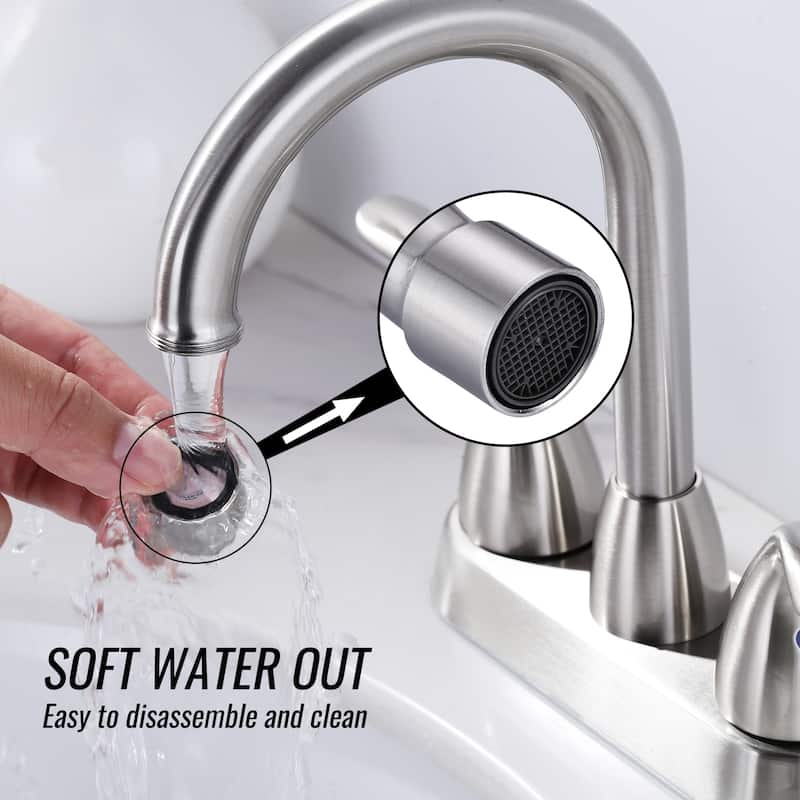 WOWOW 4 in. Centerset Double Handle High Arc Bathroom Faucet