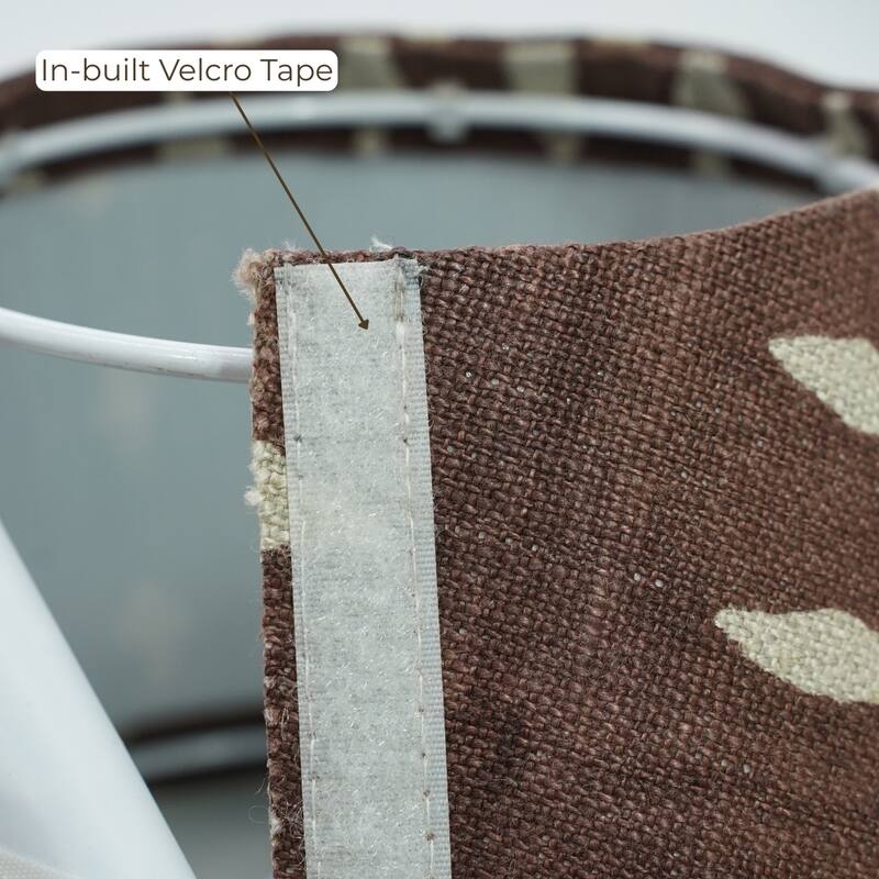 Fabdivine Omgi Handmade Indian Floral Block Print Thick Linen Brown Lampshade - Traditional Designer Table Lamp for Home Décor - 5 x 11 x 7