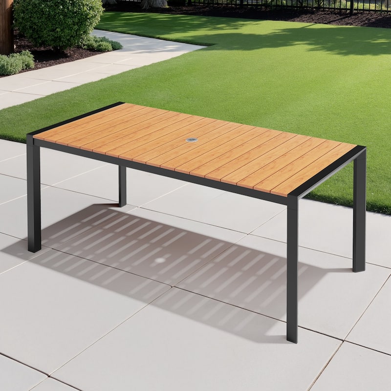 Outdoor Aluminum Patio Dining Table with Umbrella Hole