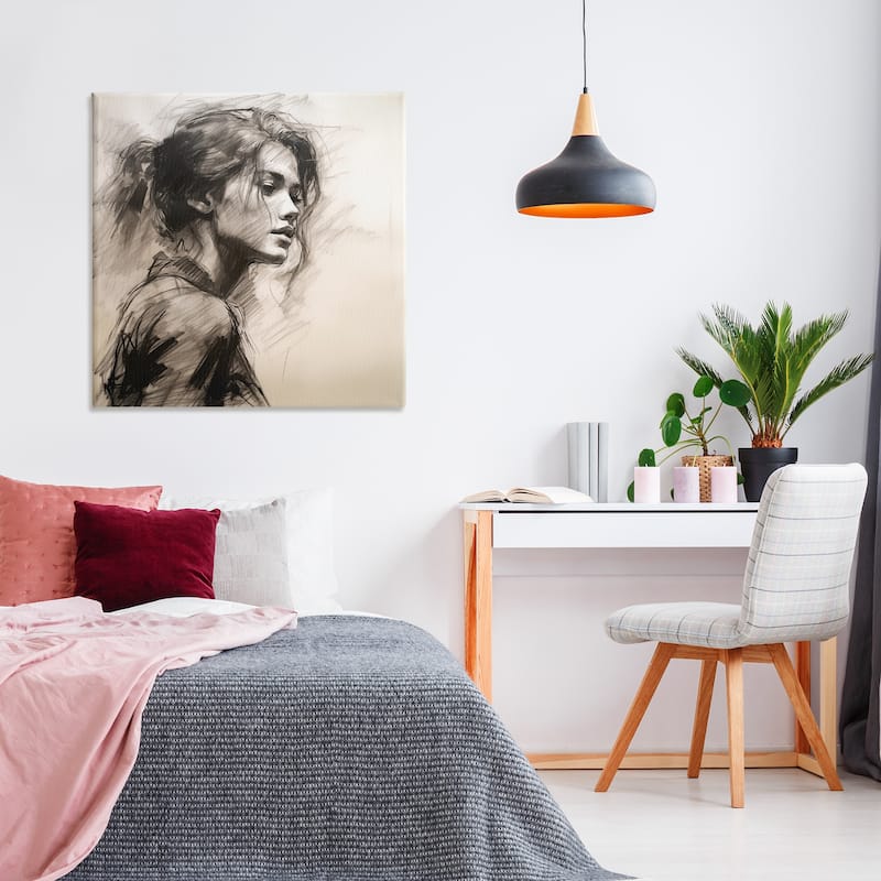 Stupell Traditional Sketch Portrait of Woman Canvas Wall Art Design By Heidi Kuntz