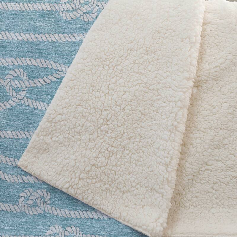 Premium Machine Washable ASB152 Nautical Rope Sherpa Throw Blanket