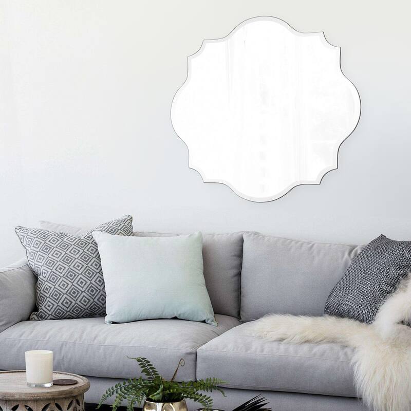 Allan Andrews Copper Grove Frameless Beveled Mirror with Scalloped and Curved Edges - 36"D