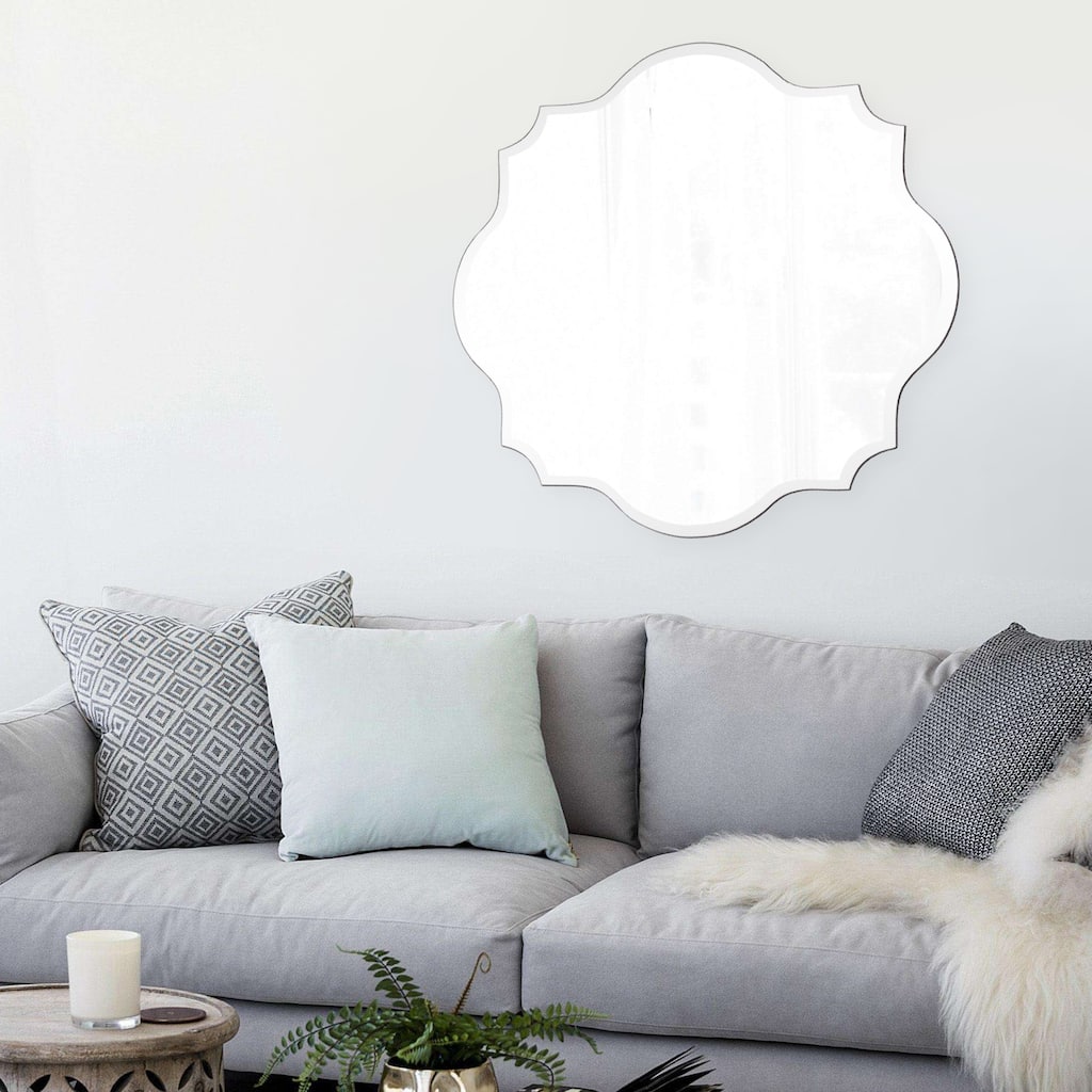 Allan Andrews Copper Grove Frameless Beveled Mirror with Scalloped and Curved Edges - 36"D