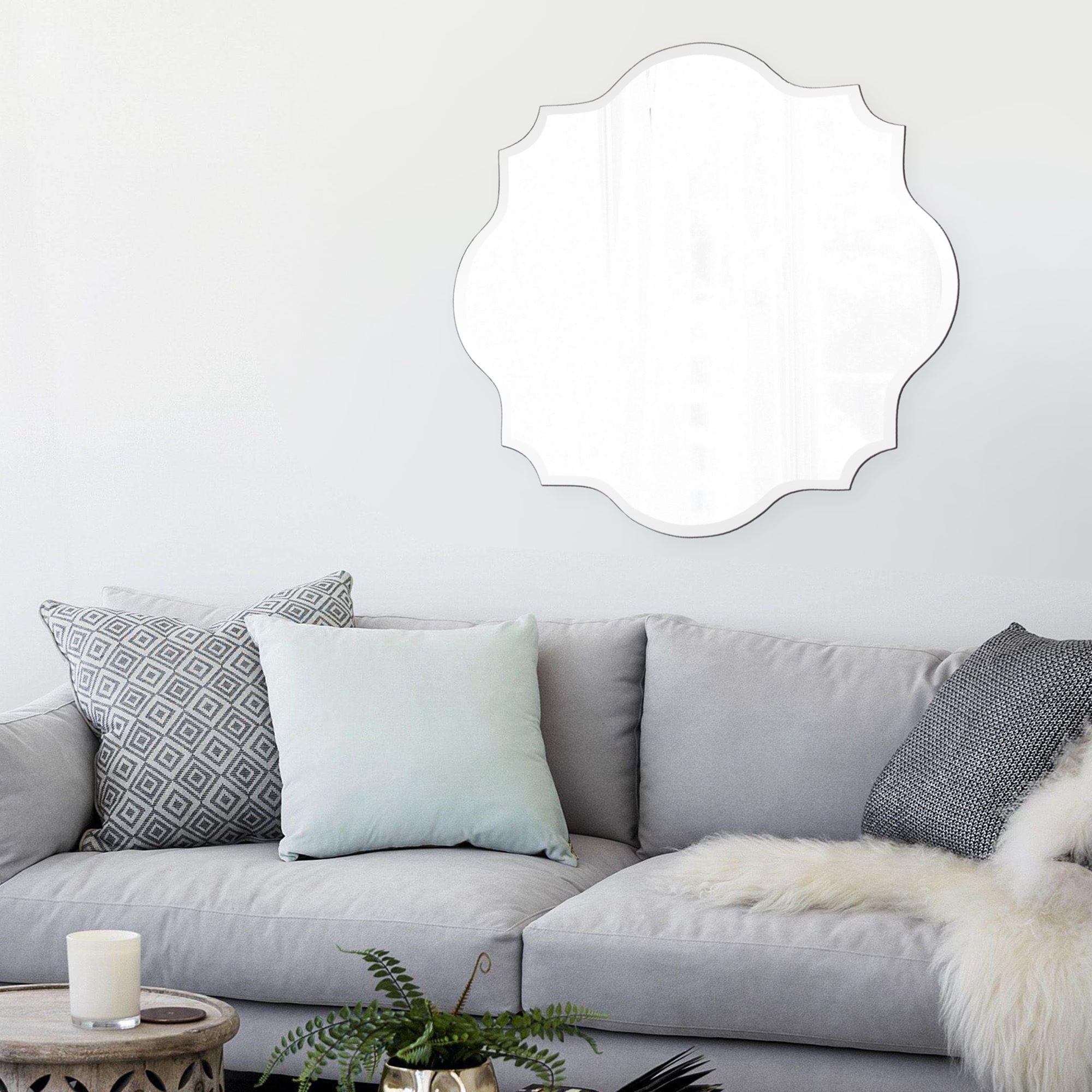 Allan Andrews Copper Grove Frameless Beveled Mirror with Scalloped and Curved Edges - 36"D