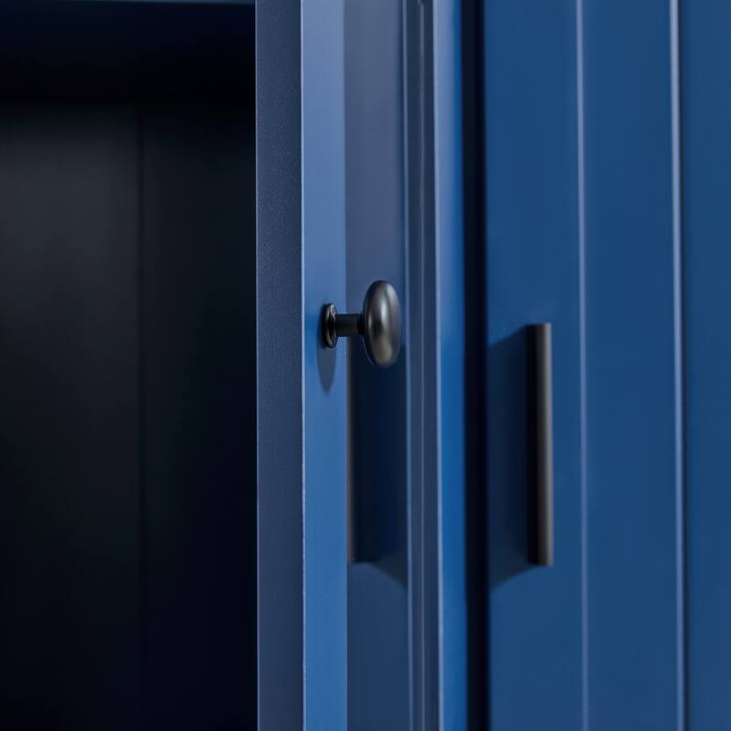 53" Modern Kitchen Pantry Cabinet with 6 Doors, Pull-Out Trays & Wine Rack