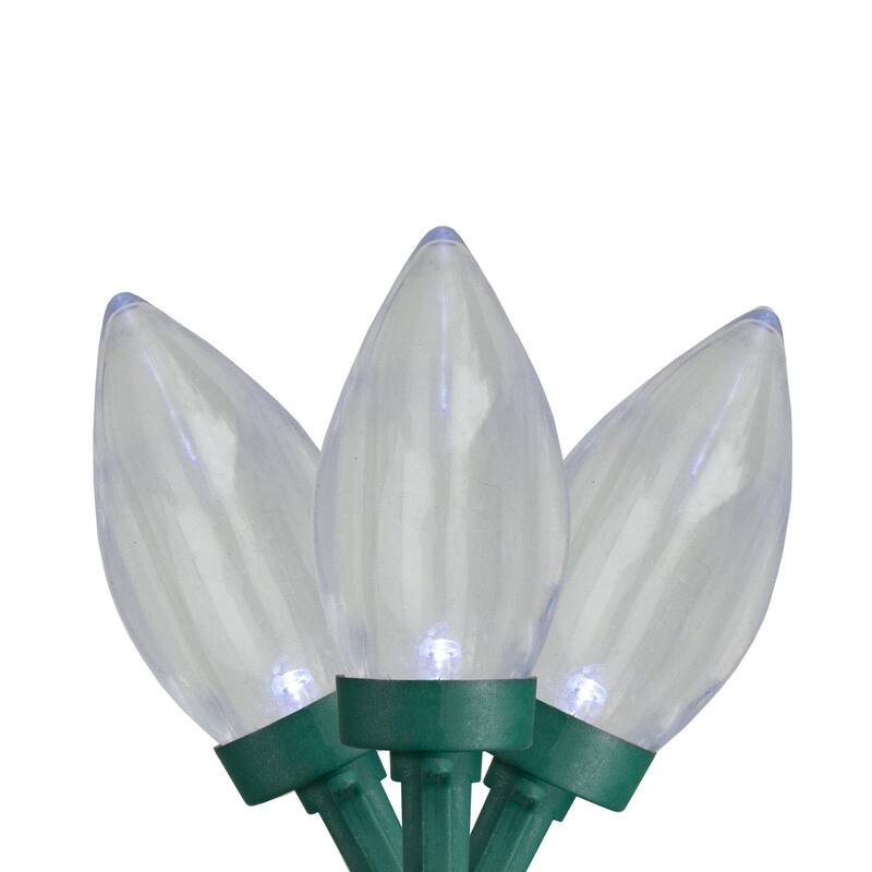 LED C9 Christmas Lights - Pure White - 20.25' Green Wire - 50ct