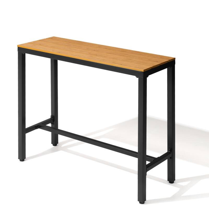 VredHom Outdoor Bar Table Rectangular Pub Table - Brown - 55.1 inches