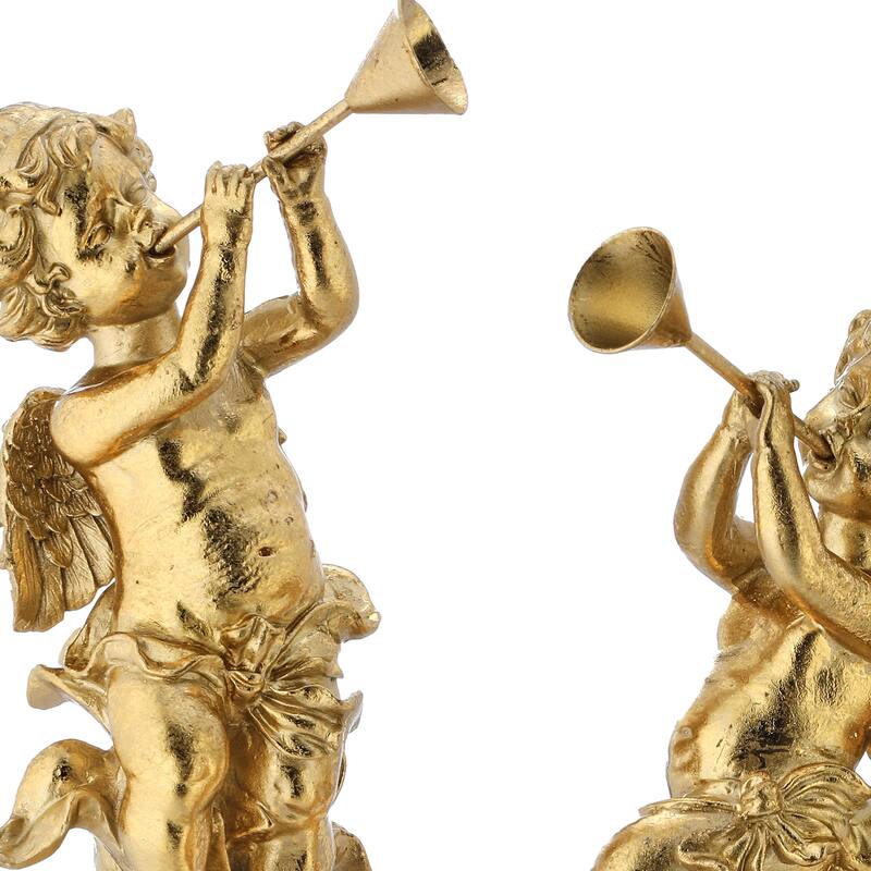 8" Resin Cherub With Horn 2 Assorted