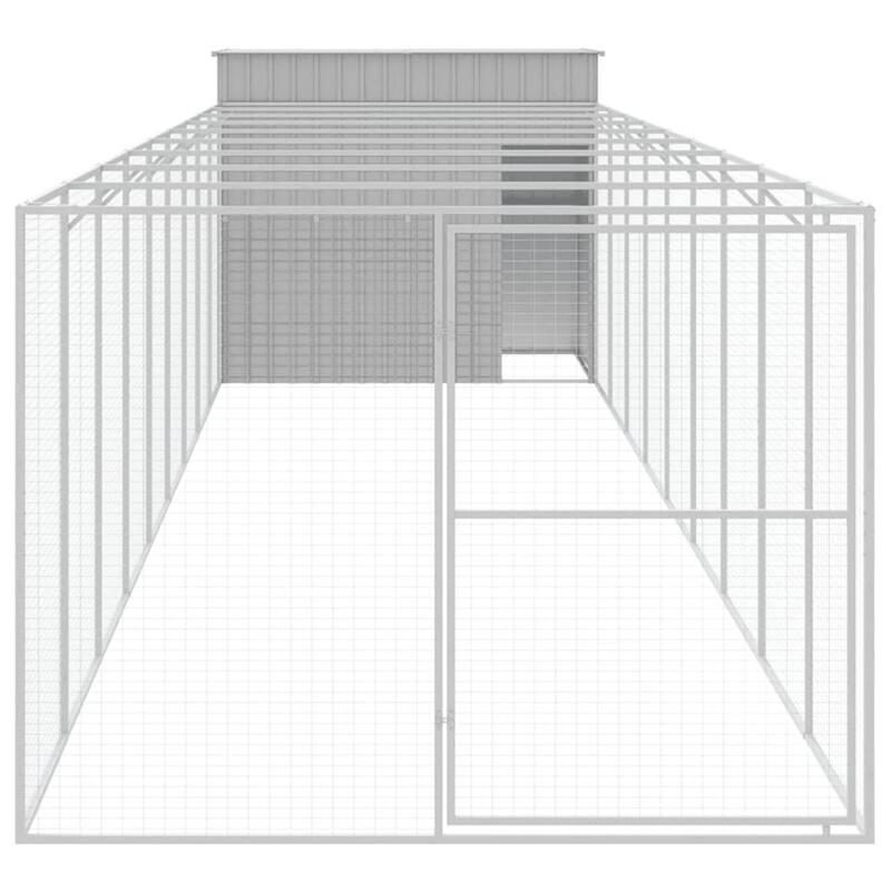 vidaXL Dog House with Run Light Gray/Anthracite multisize Galvanized Steel
