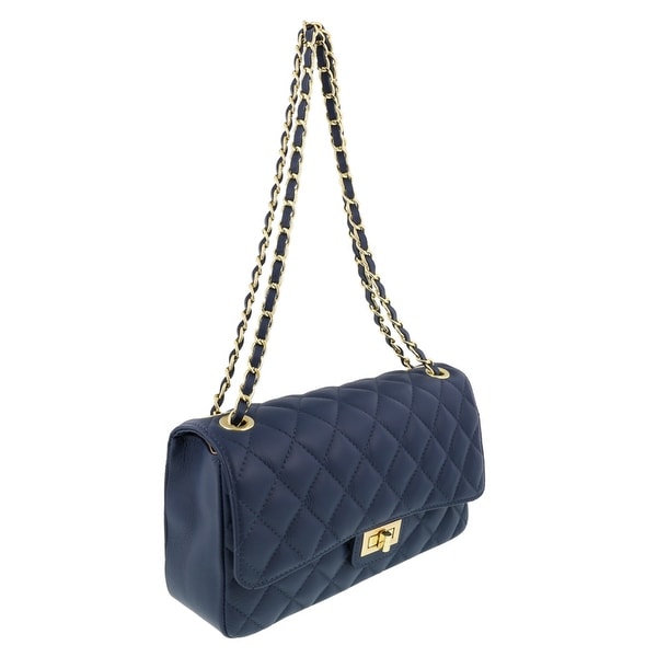 HS Collection HS6078 BLU DITA Blue/Gold Shoulder Bag - 11-8-3
