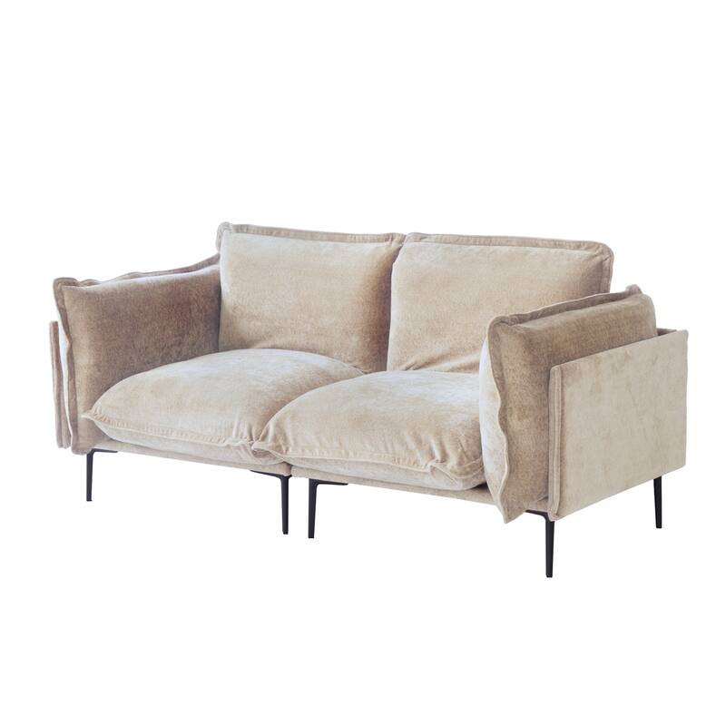 Living Room Furniture Loveseat for Small Space, Velvet Sectional Sofa Deep Seat Upholstered Cloud Modular Couch - Loveaseat