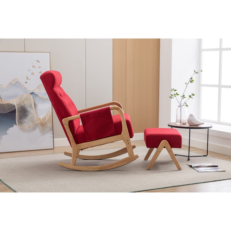 Rocking Chair With Ottoman, Rocking Chair Nursery with Thick Padded