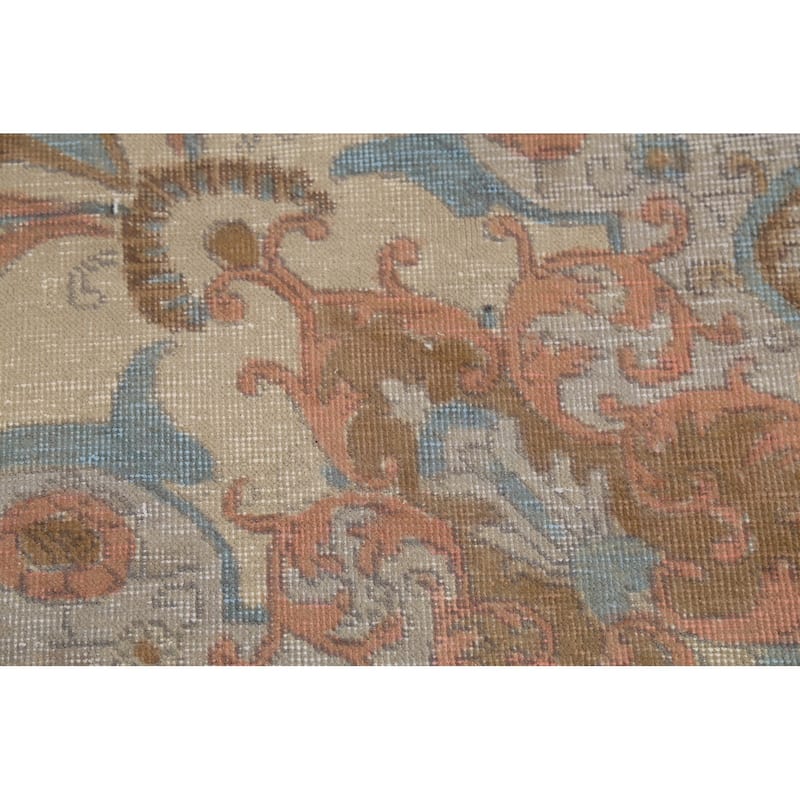 Distressed Floral Tabriz Persian Vintage Area Rug Handmade Wool Carpet - 9'4"x 12'10"