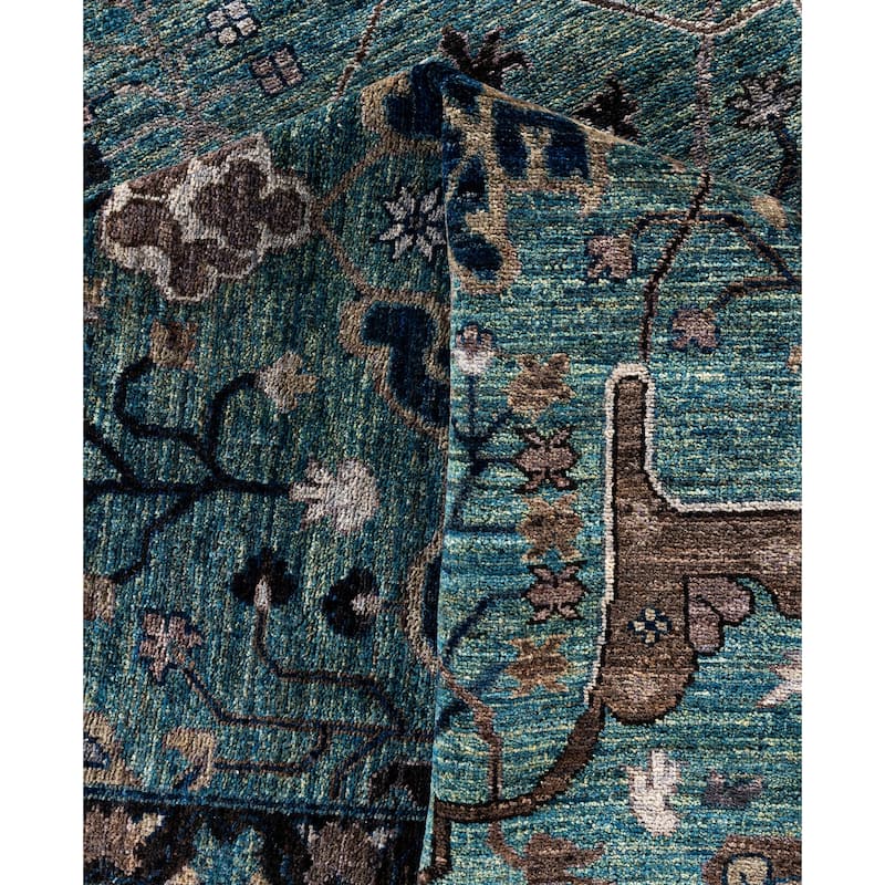 Serapi One-of-a-Kind Hand-Knotted Area Rug - Green - 9' 0" x 12' 0"