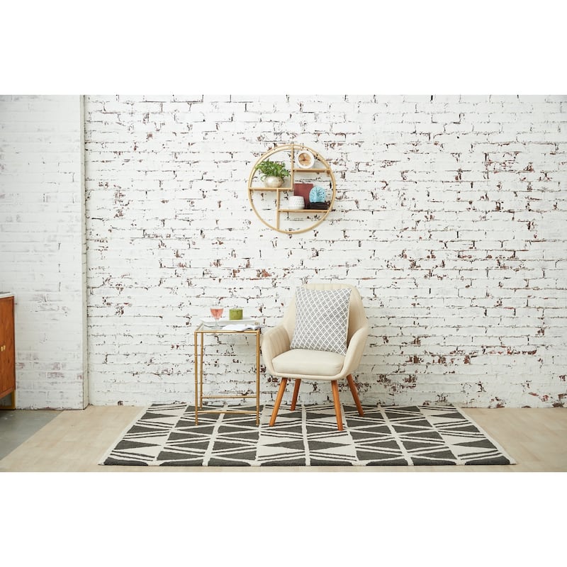 18" x 18" Bianca Gray Geometric Woven Square Throw Pillow