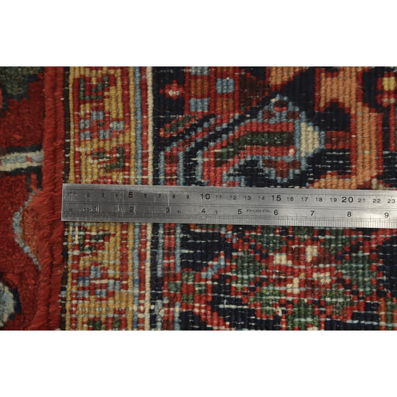 Hand Knotted Oriental 100% Wool Carpet Traditional Medallion Oranges & Rust Heriz (serapi) Area Rug - 8' 5'' X 7' 3''