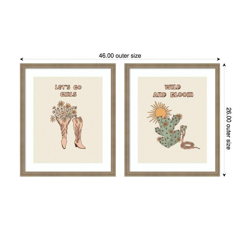 Cowgirl Boots with Flowers & Wild a Bloom 2 Piece by Olena Kovalova Framed Wall Art Prints