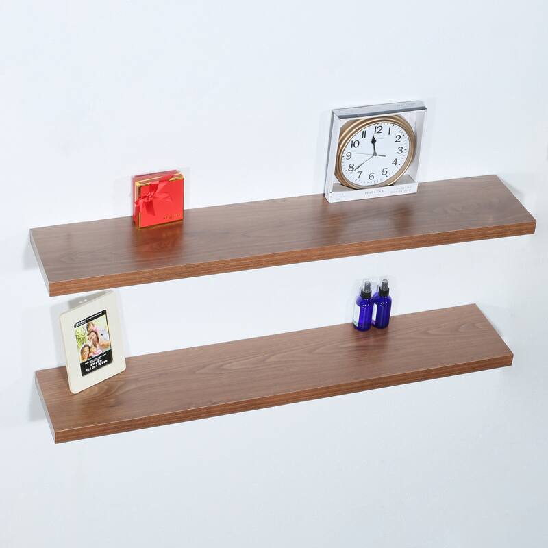 Set of 2 Modern and Contemporary JD Walnut Floating Shelf - 47.2*9.25*1.5 inches