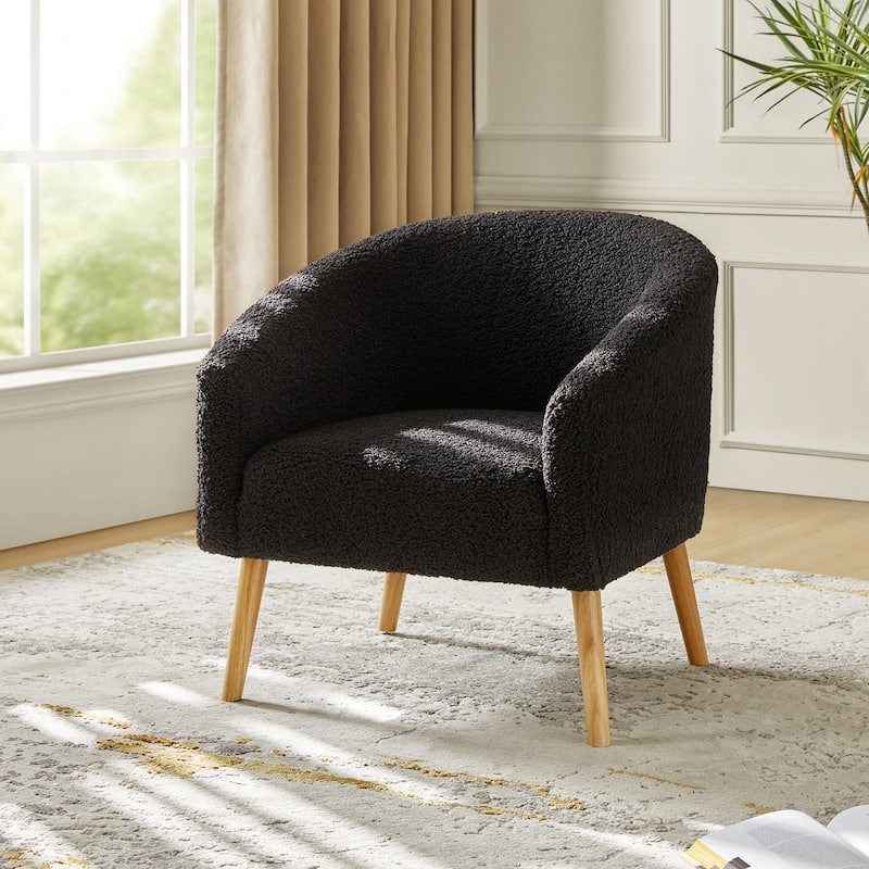 Sheila Modern 31"W Boucle Armchair with Solid Wood Legs by HULALA HOME