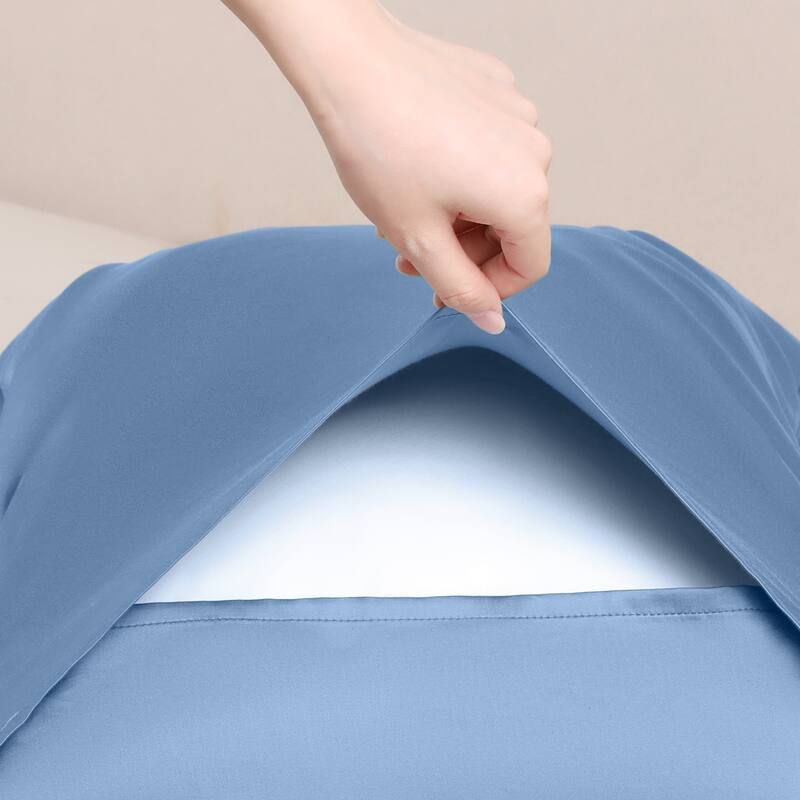 Set of 2 Pillow Cases, Soft Cooling Pillow Covers w Envelope Closure - Navy Blue