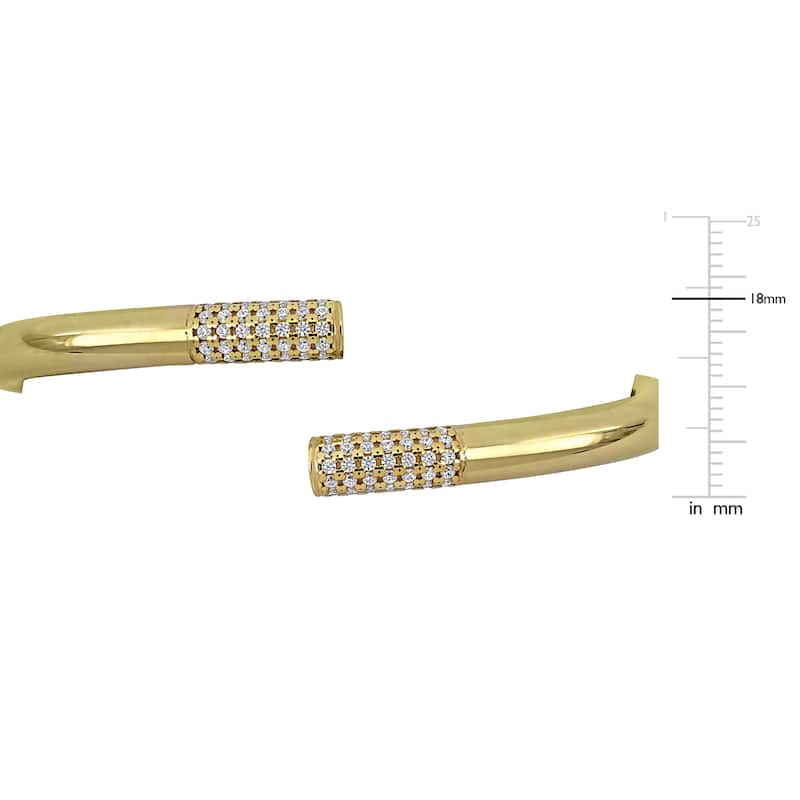 Miadora 3/4ct TGW Cubic Zirconia Open Bypass Tube Bangle in Yellow Plated Sterling Silver