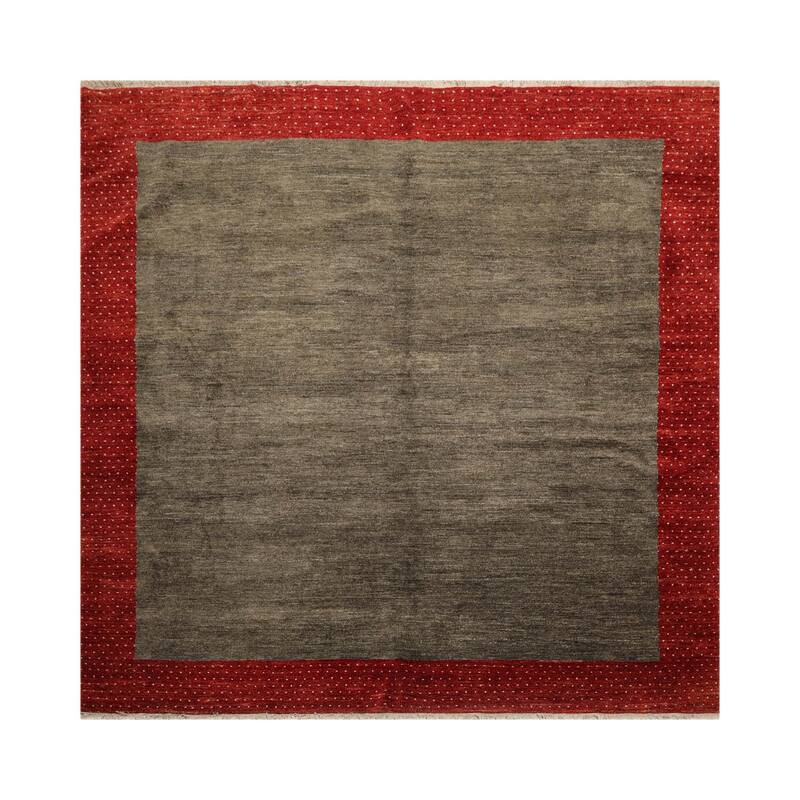 Hand Knotted Gabbeh Mossy Gray Wool Traditional Oriental Area Rug - 8' 4'' x 8' 4''