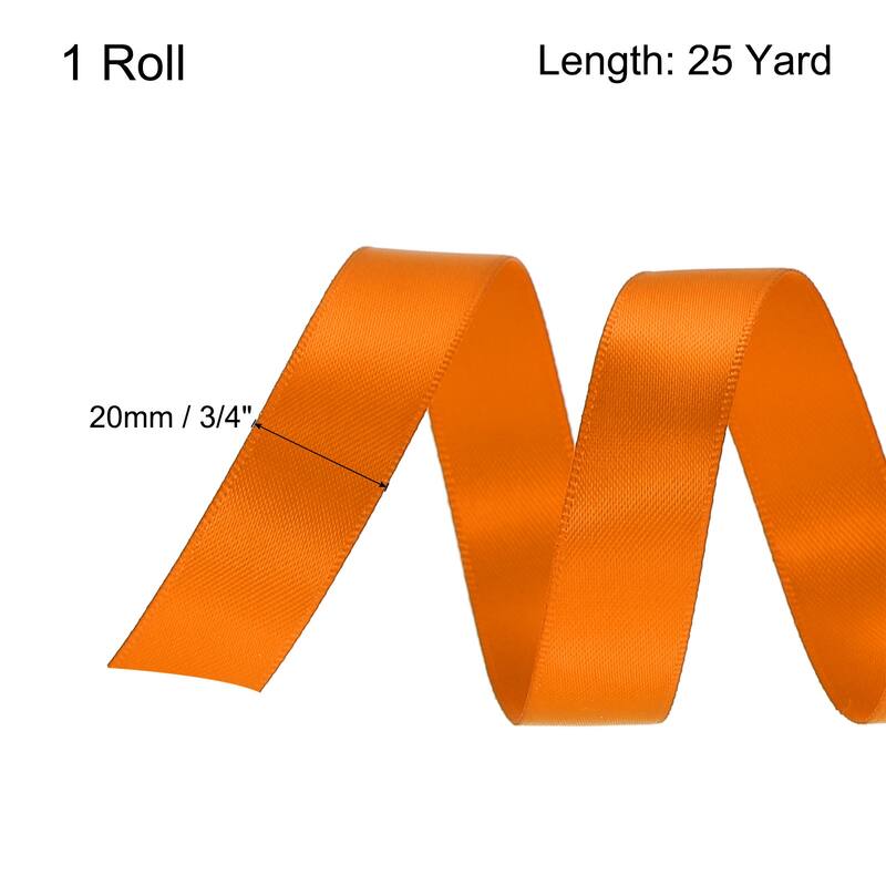 Satin Ribbon Grosgrain Thin Solid Silk Wedding Bouquet Ribbon Decor - Orange - 3/4" x 50 Yard