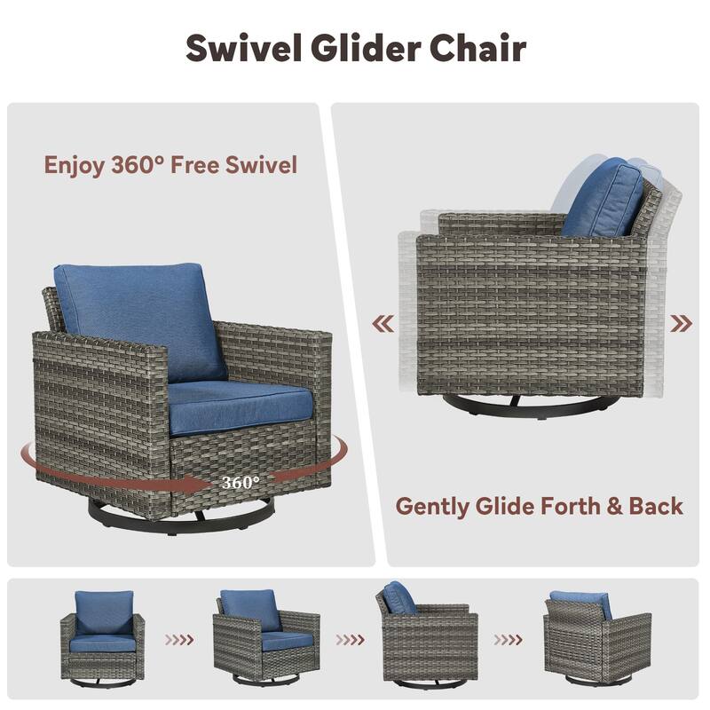 Outdoor Pocassy Sofa Chairs Set with Fire Table