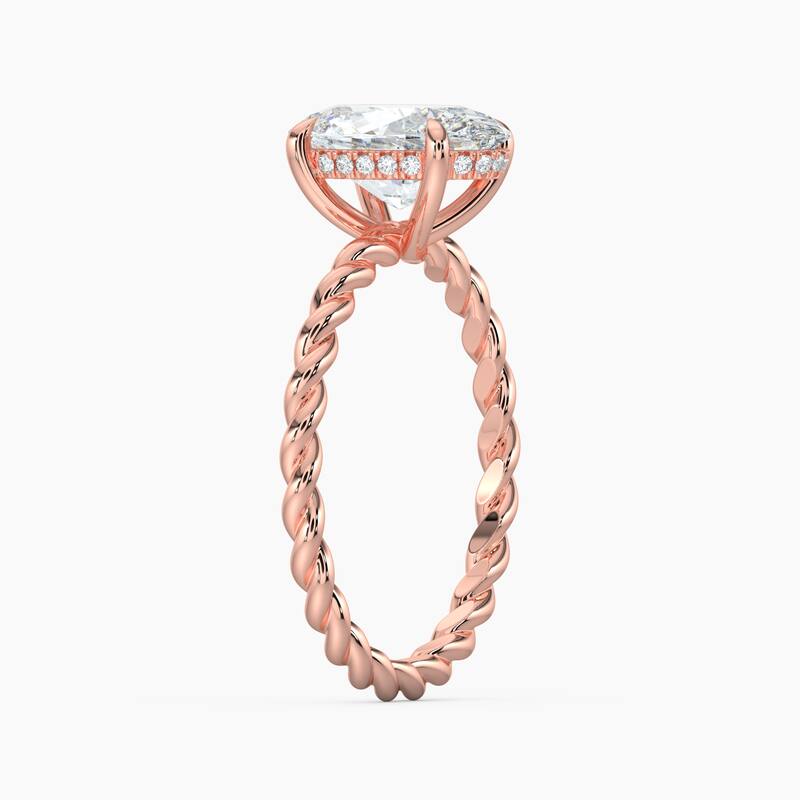 Auriya 14k Gold Lab Grown Oval Diamond Twisted Hidden Halo Engagement Ring 1.00 to 5.00 ct. tw. (F-G, VS)