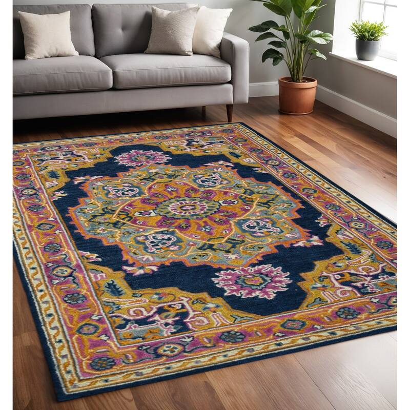 HomeRoots Medallion Bohemian Rectangle Area Rug - 96.00 in. x 60.00 in. x 0.45 in. - 96.00 in. x 60.00 in. x 0.45 in.