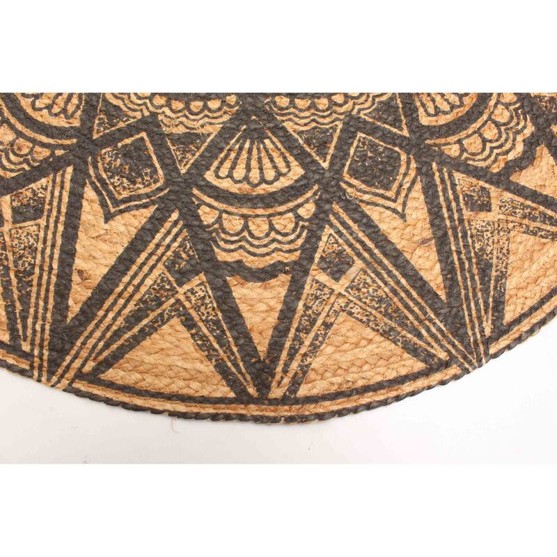 ECARPETGALLERY Braided Weave Palas Denizli Tan Jute Rug - 3'0 x 3'0