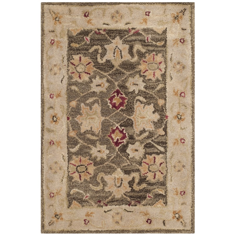 SAFAVIEH Handmade Antiquity Walentyna Traditional Oriental Wool Rug - 2' x 3' - Olive Grey/Beige