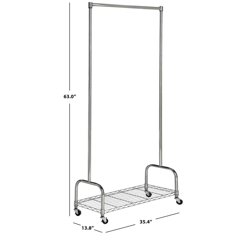 SAFAVIEH Storage Athena Chrome Wire Single Rod Clothes Rack - 35.4" x 13.8" x 63" - 35Wx14Dx63H