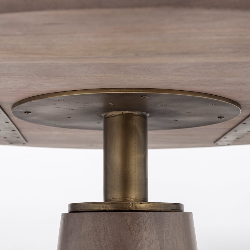 Maxwell Dark Brown Solid Wood w/Metal & Wood Base Dining Table