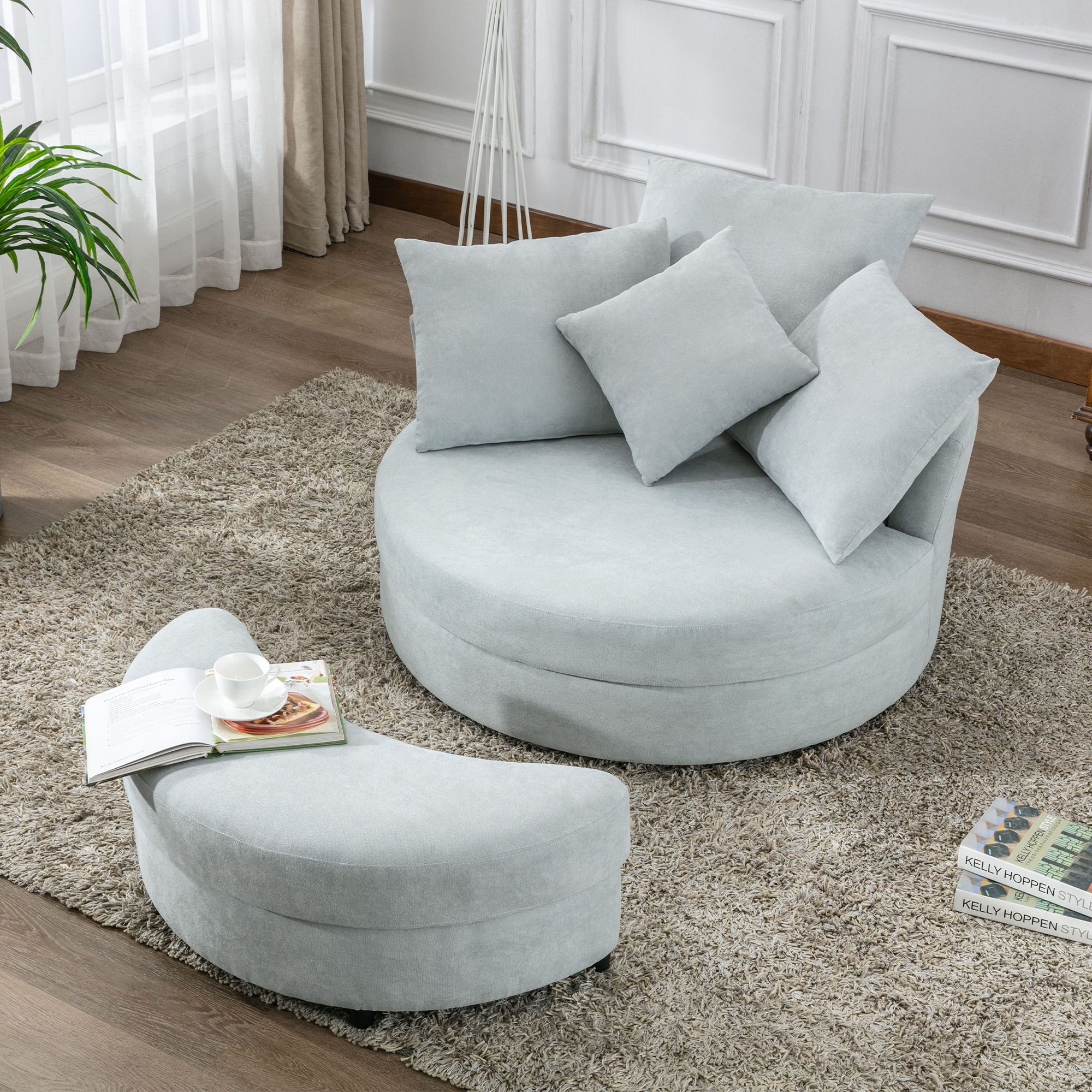 Swivel barrel new arrivals chair with ottoman