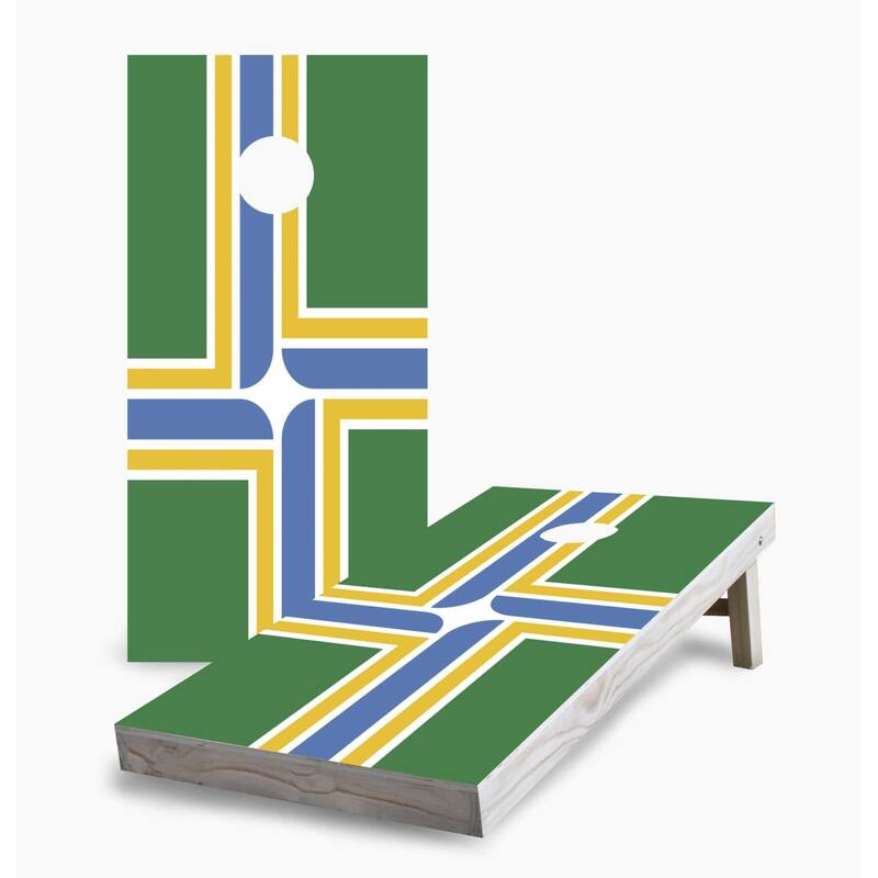 Portland City Flag Cornhole Game (Choose Wraps or Boards) - 2x4 Boards (24" x 48") - Include Edge Lights