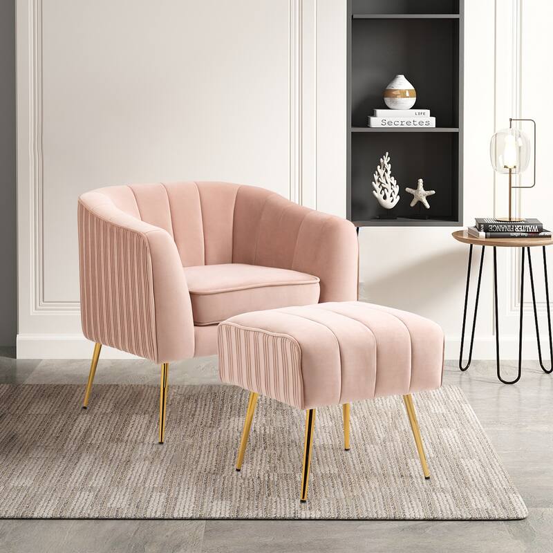 Velvet Shell Shaped Chair with Gold Tone Legs