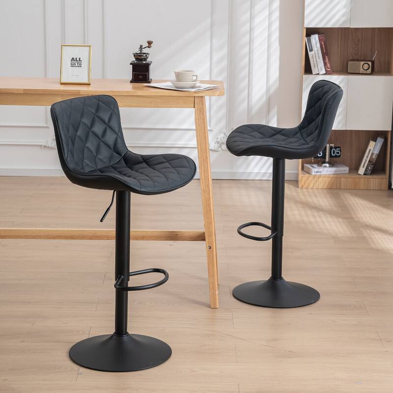 Bar Stools Set of 2 Adjustable Swivel Bar Chairs Modern Counter Stools