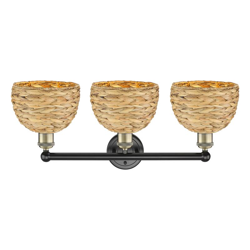 Innovations Lighting Endless Possibilities Edison - Woven Rattan - 3 Light 26" Bath Vanity Light
