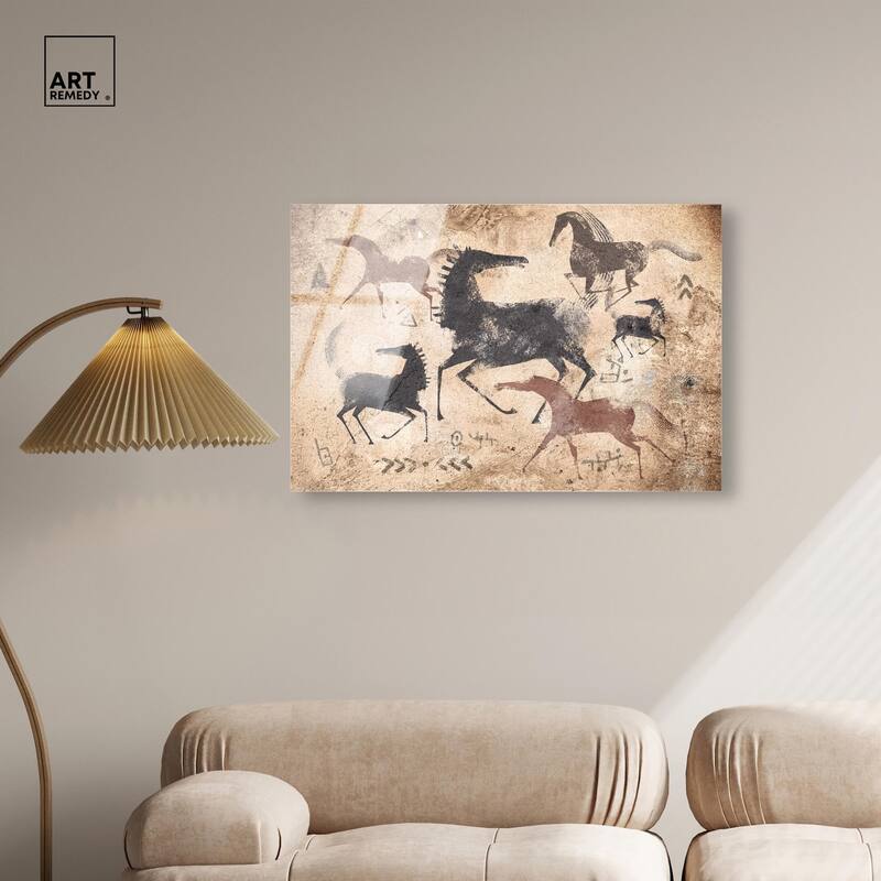 Cave Drawing Horses Acrylic by Art Remedy, Ready to Hang