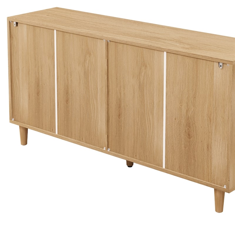 51" Rattan Storage Cabinet with 6 Drawers and Wood Legs
