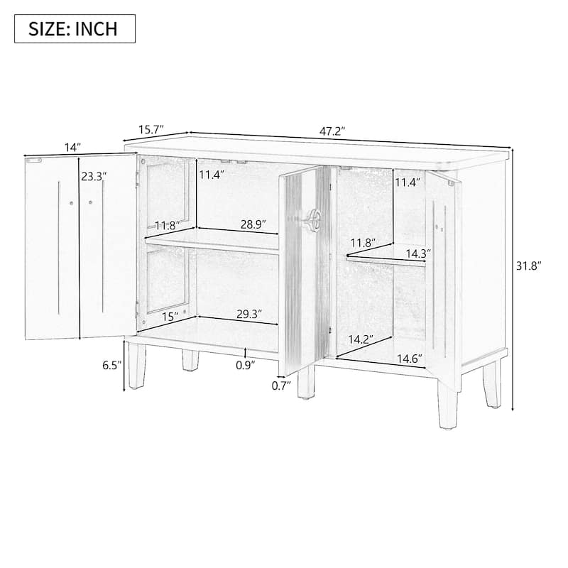 Mandschuric Cabinet with Three Acacia Solid Doors