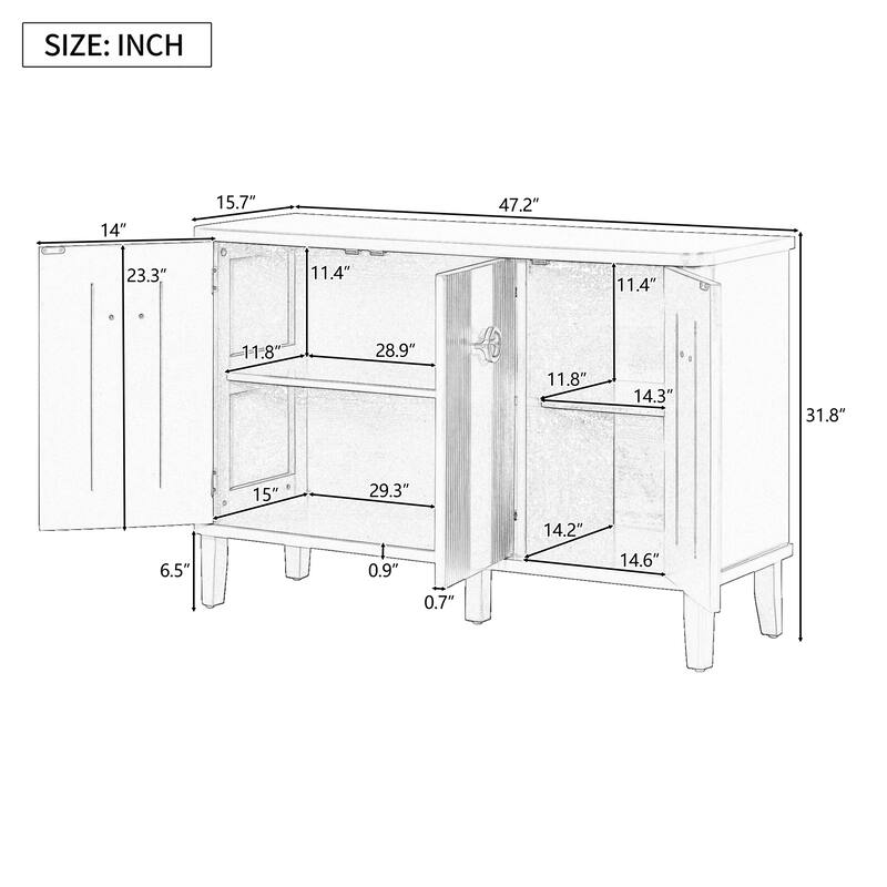 Sideboard Cabinet with Three Solid Wood Doors