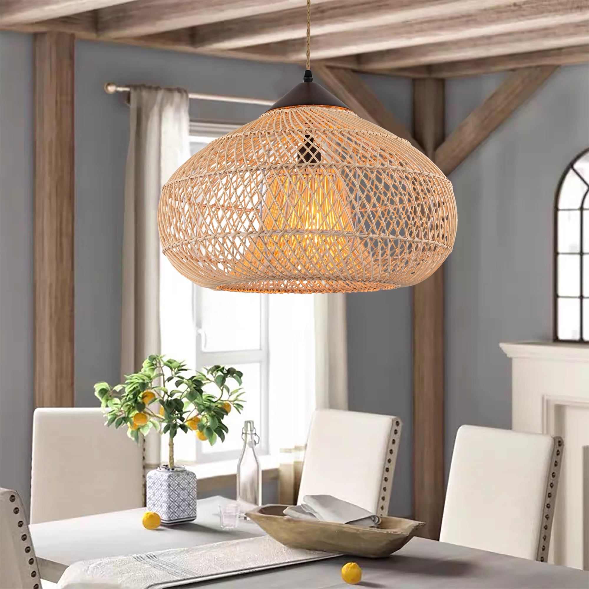 Wicker ceiling pendant top