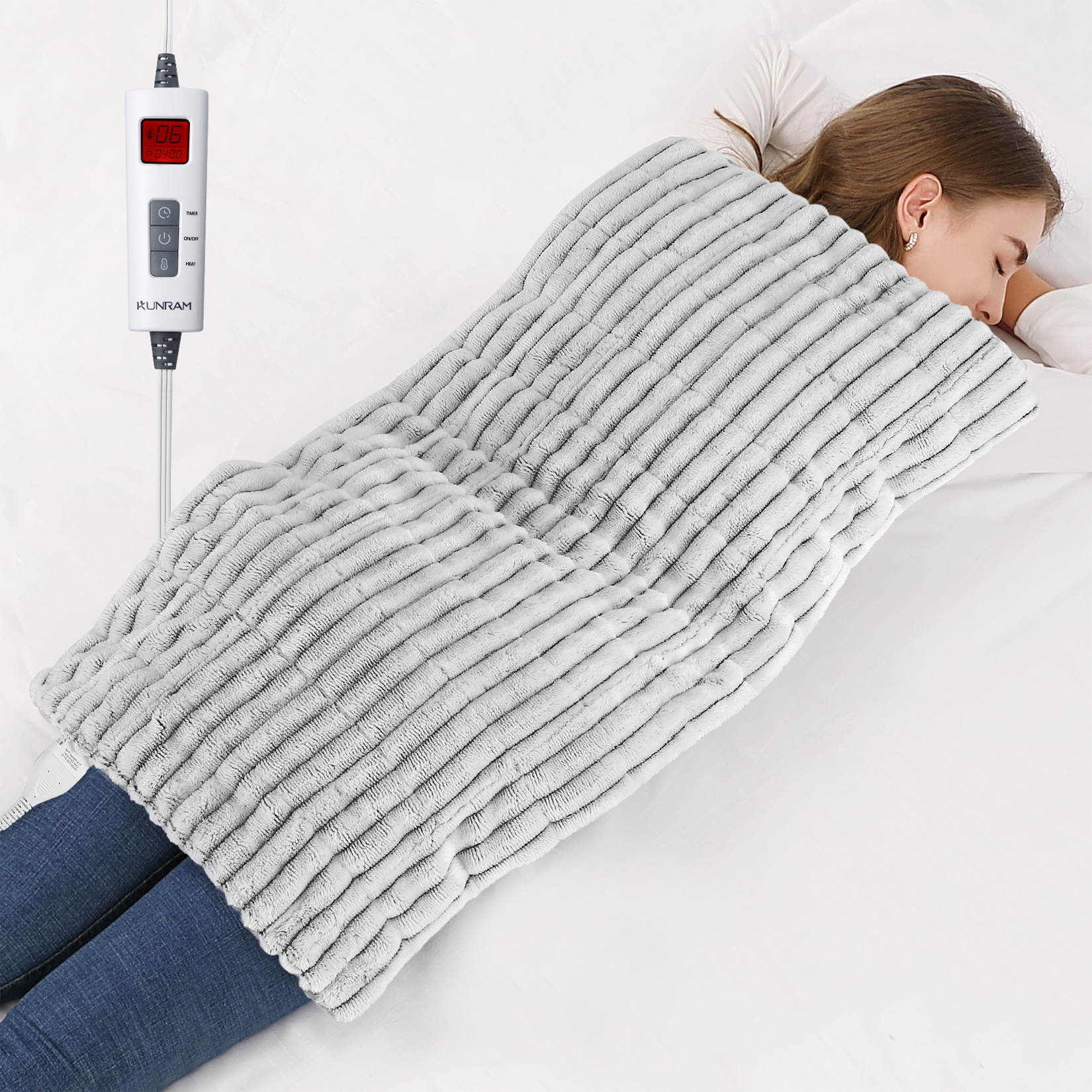 33 x17 Weighted Heating Pad XXXL Electric Heating Pad for Back Pain Relief for Shoulders and Cramps Relief Washable 33 x17 BlackWhite