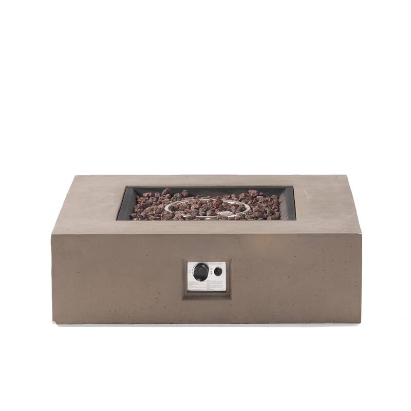 Aidan Outdoor 50,000 BTU Lightweight Concrete Square Fire Pit (No Tank Holder) by Christopher Knight Home