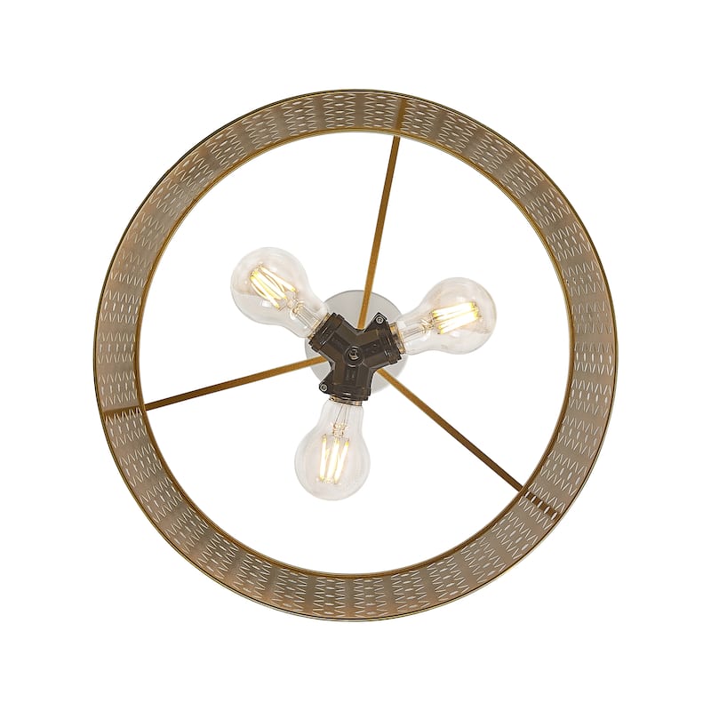 3 Light Drum Pendant in White Finish - 7"H x 15"W x 15"D