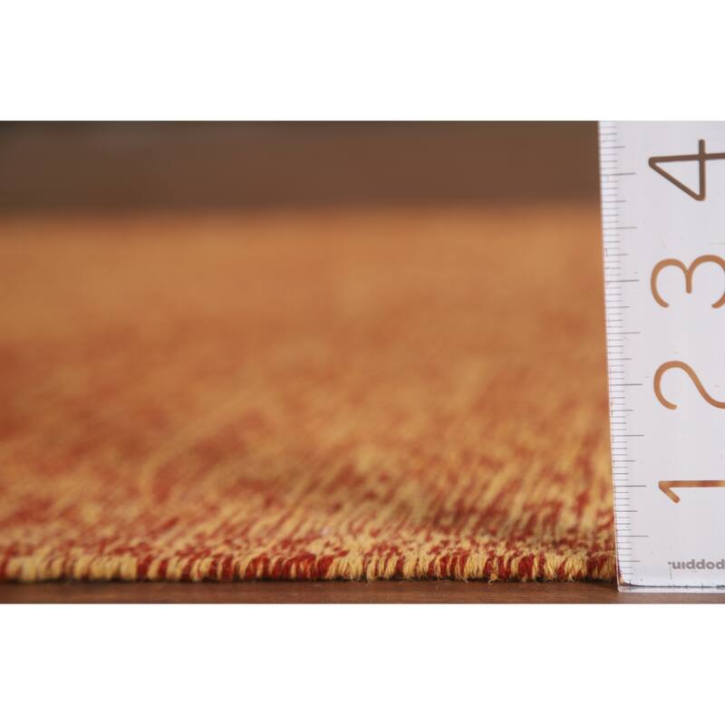 Orange Kilim Oriental Accent Rug Flatweave Wool Carpet - 3'4"x 4'10"