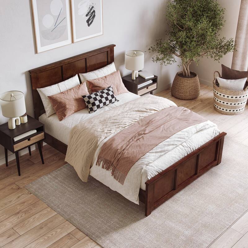 Charlotte Solid Wood Low Profile Platform Bed with Matching Footboard