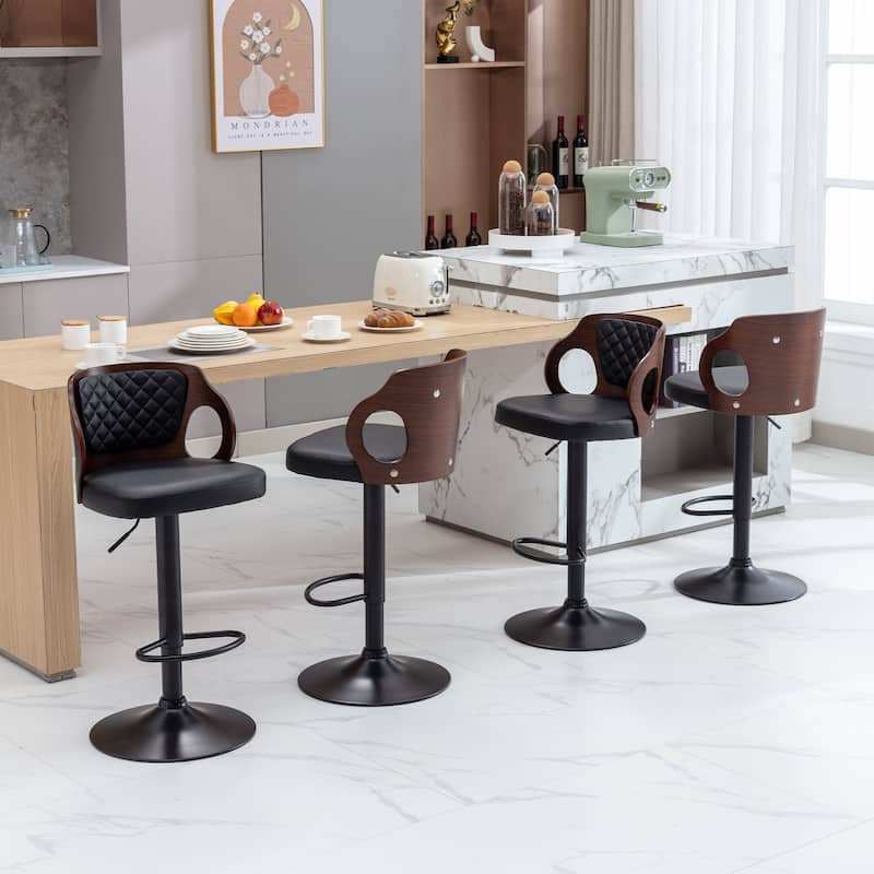 Swivel Bar Stools Set Kitchen Island Counter Height Bar Chairs Faux Leather Upholstered Armless Counter Stools